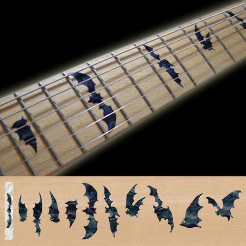 Fret Markers Inlay Sticker Decal Guitar & Bass Neck - Black MOP Bat Wings
