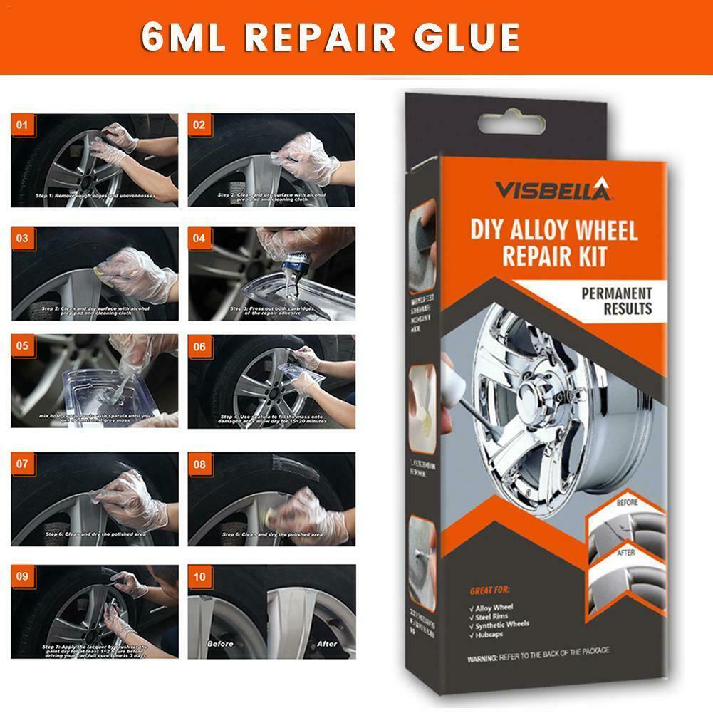 Fast Repair General Purpose Silver Paint Fix Tool Installation Damages Works On the Curb Damage,Scratches,Slight Dents Alloy Wheel Repair Adhesive Kit Sanding Marks and Other Damage to Wheel 