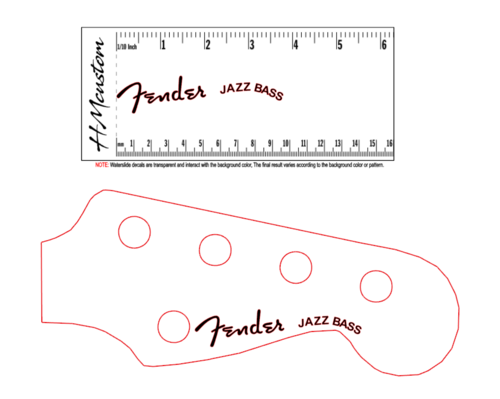 Fender Jazz Bass curved Logo Decal