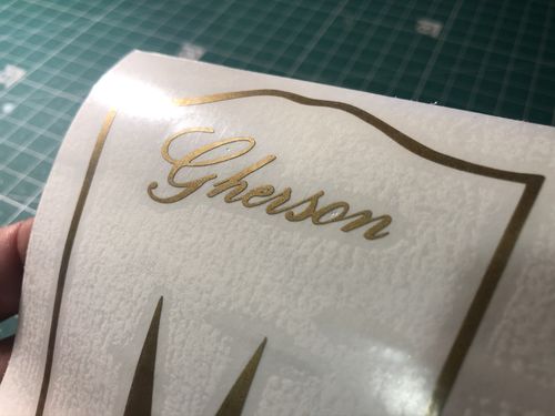 Guitar Gherson headstock vinyl Logo Restoration