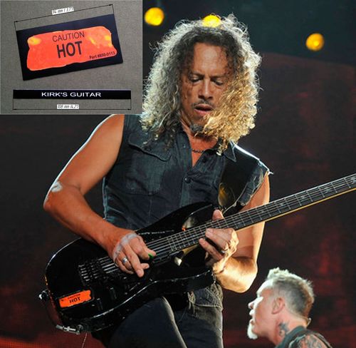 Autocolante Kirk Hammett ESP KH-2 Caution HOT para Guitarra