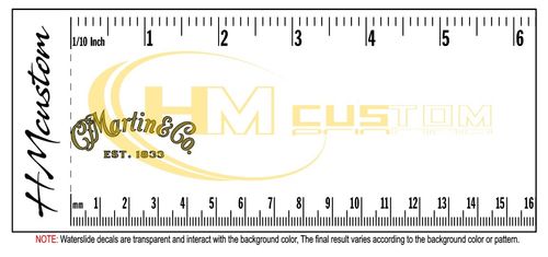 Small Martin&Co Guitar Headstock Waterslide Logo Decal